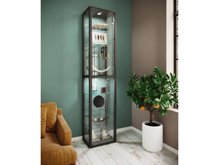 Vitrine sur pied Kavisa 227cm 6 Noir/Noir