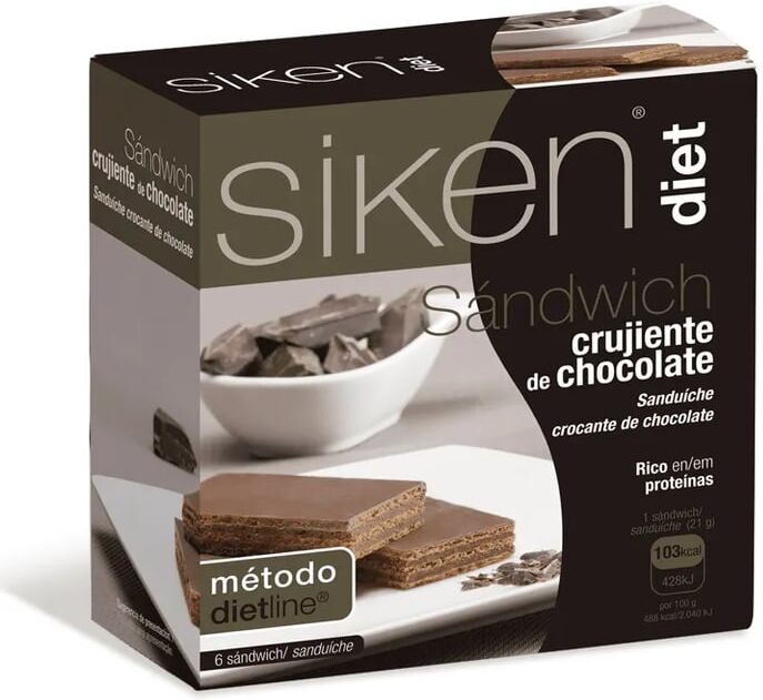 Siken SÁNDWICH DE CHOCOLATE CRUJIENTE 21g 6 Uds Chocolate