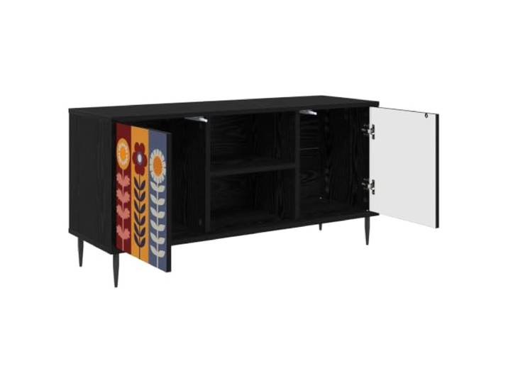 PUGYNBK TV-Möbel Essen, 102 x 33 x 51 cm, Eiche, Schwarz Langlebiges Holz, Multimedia-Aufbewahrung, erhöhte Beine, dekoratives Design, einfache Reinigung