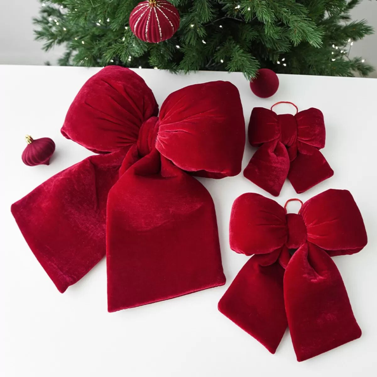 INF Mittelgroße weinrote 3D Weihnachtsschleife - Festliche Weihnachtsdekoration