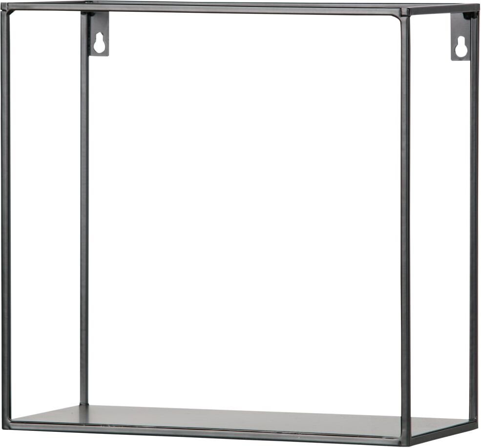 WOOOD Juego de 2 estantes de pared en forma de cubo de metal negro