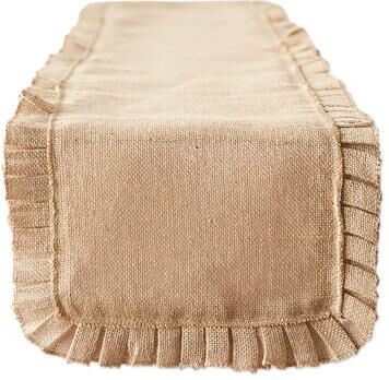 DII Natural Ruffle Trim Jute Table Runner, 14x72 inch