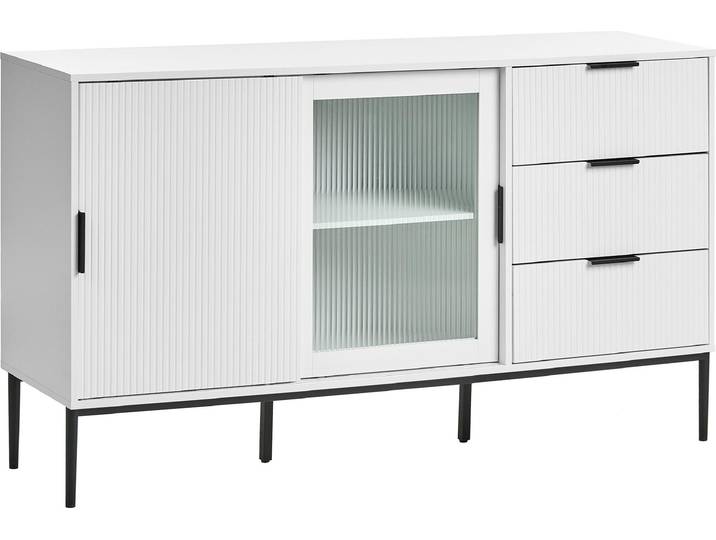 BELIANI Sideboard aus weißem MDF mit zwei Türen moderner minimalistischer Design Aufbewahrungsmöbel für das Wohnzimmer