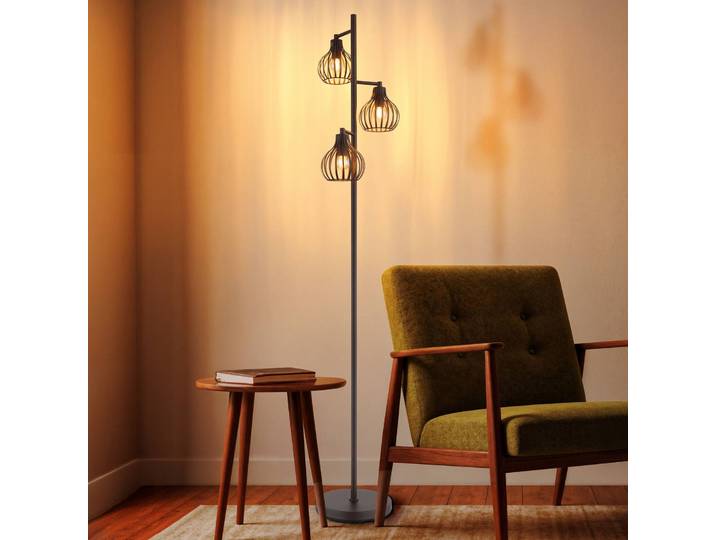Globo Stehlampe Mateo, braun / rost, für Wohn- / Esszimmer, Metall, Stehlampe