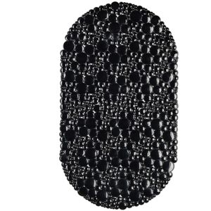 Relaxdays Badewannenmatte oval, 38 x 67 cm, aus Kunststoff, rutschfest mit Saugnäpfen, schwarz