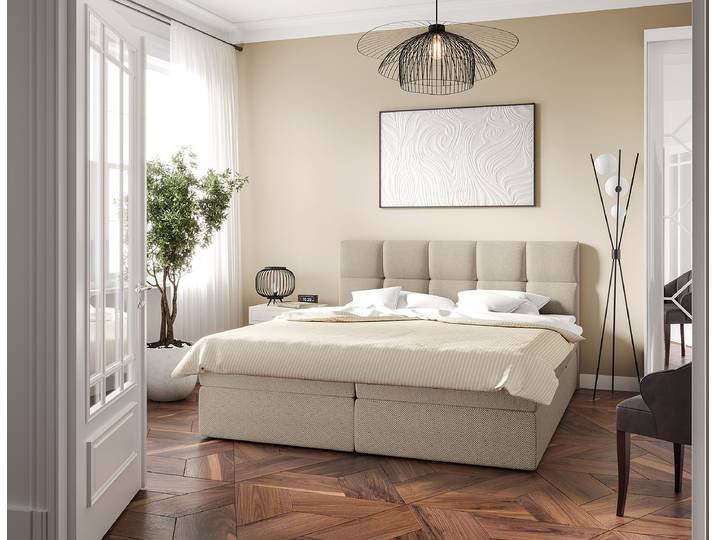 Boxbett Sunook 160 x 200cm Strukturstoff Cully Beige
