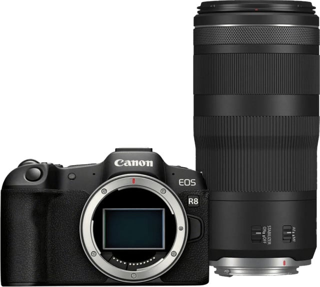 Canon EOS R8 camera met RF 100-400mm f/5.6-8 IS USM lens