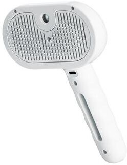 Happy Pet Pantry Steam Pet Grooming Brush With Spray Self Cleaning Dog Hair Removal & Cat Massage Comb white