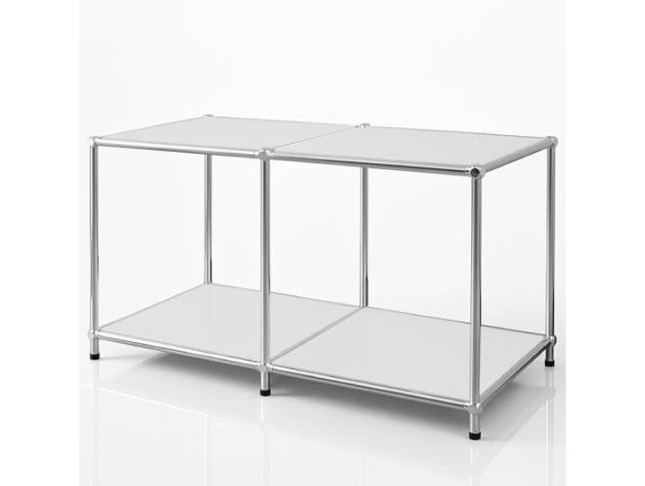 KARAT Metallregal Weiß – Sideboard mit offenen Ablagen (B80×T40×H46 cm) – Pulverbeschichtetes Stahlgestell verchromt – Elegant & funktional - Concept Epure MK-016