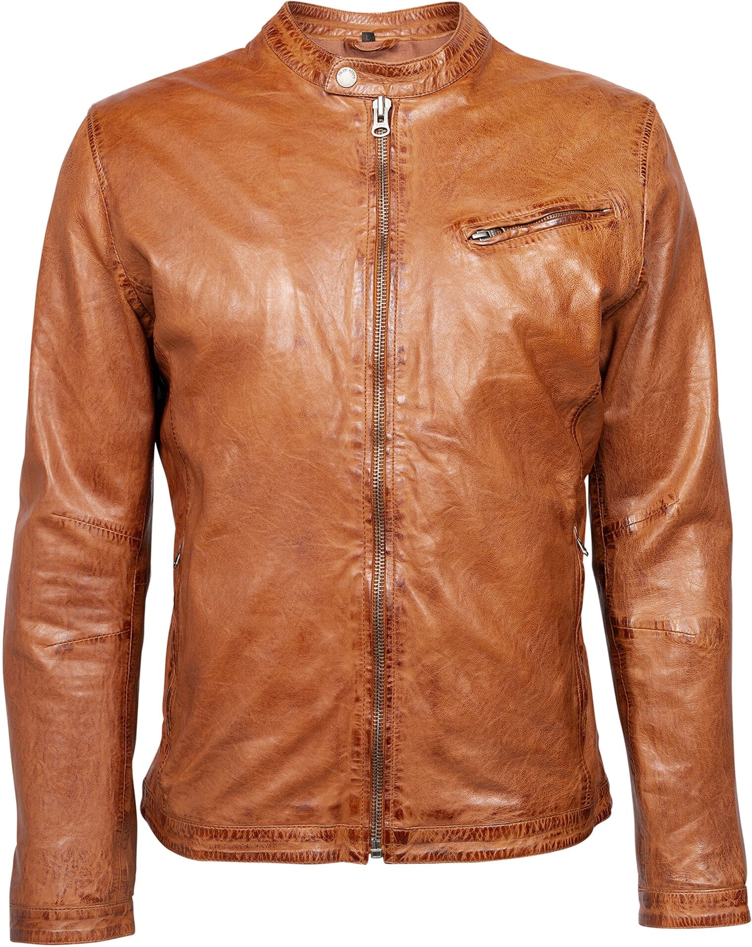 Lederjacke FREAKY NATION "Easy Jim-FN", Herren, Gr. S(44), braun (cognac), Oberstoff: 100% Leder. Futter: 100% Baumwolle, normal, Jacken Lederjacke cognac S(44)