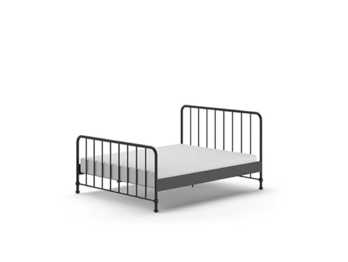möbelando Metallbett >BRONXX< in Schwarz matt aus Metall - 166,5x110x207cm (BxHxT)