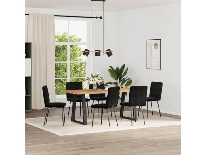 KLGBNCVE Esszimmerstühle 6 STK. Schwarz Samt Metall Holz Weicher Samtbezug, Metall-Holz-Gestell, dicker Schaumstoff, Esszimmer, Wohnzimmer, Gästezimmer
