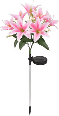 Inspire Curations Solar Lily Flower Garden Light IP65 Waterproof LED Landscape Decor 7head P warm White