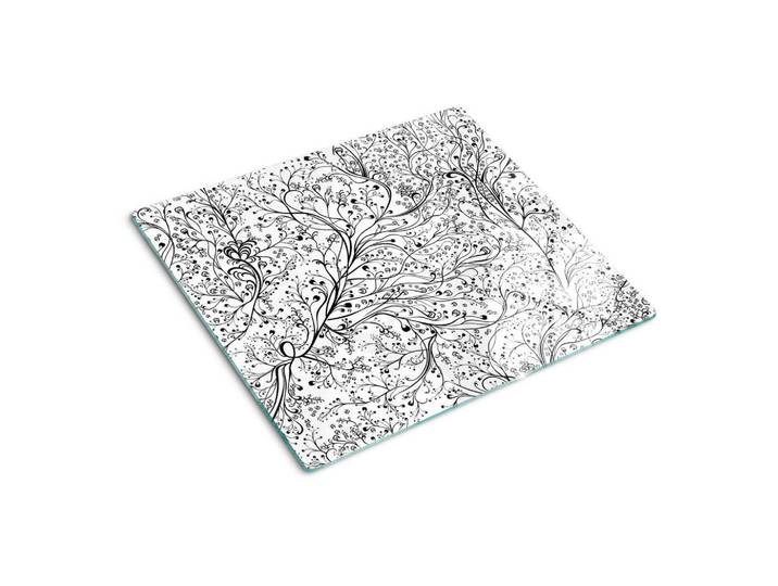 Tulup Glasplatte 60x52 cm Ineinander verschlungene Zweige, Schwarz, Glas, 60x0.4x52 cm, Küchen, Küchenelektrogeräte, Herde, Herdabdeckplatten