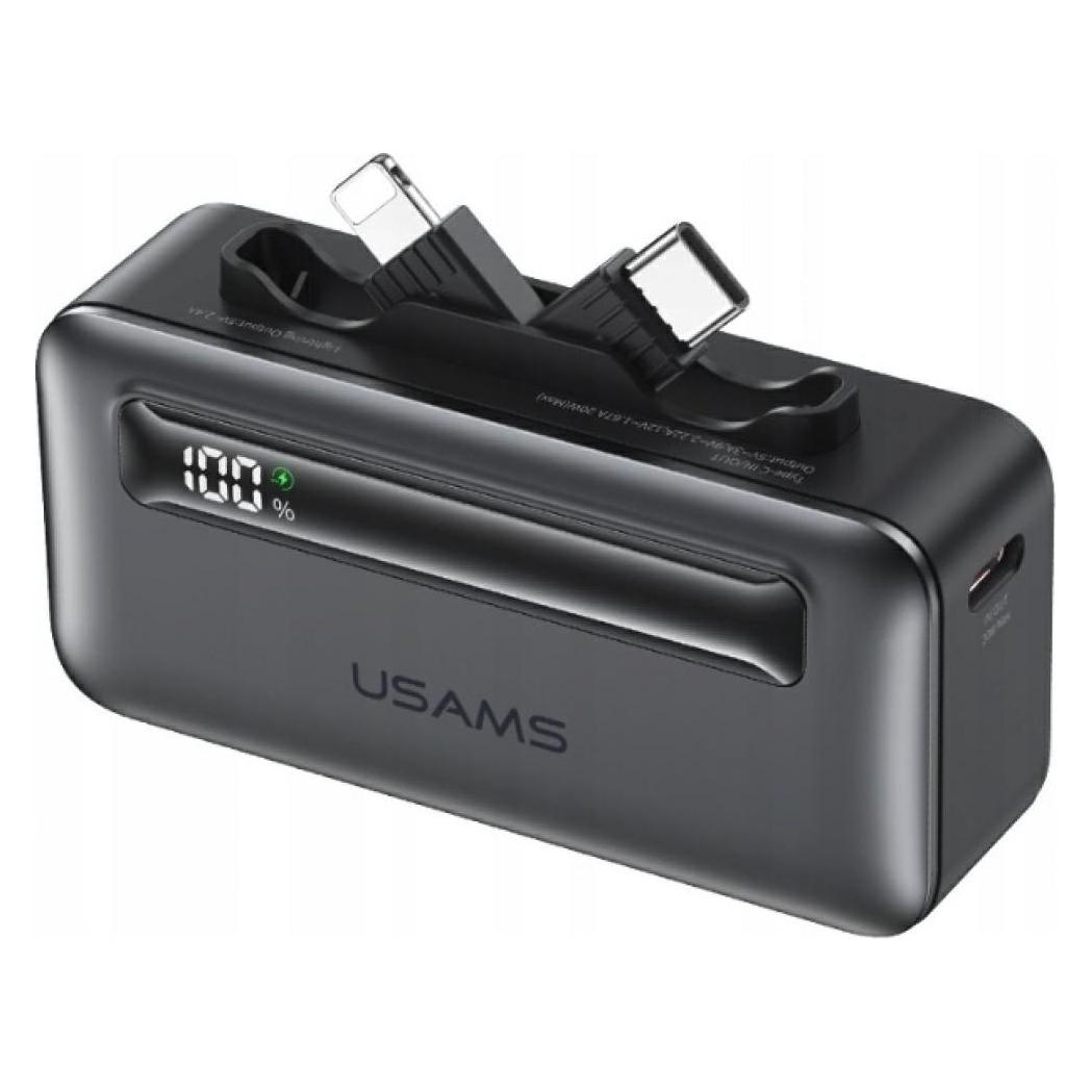 Usams Powerbank XB-Series CD233 5000mAh PD 20W z kablem USB-C / Lightning srebrny (5000 mAh, 20 W) (USAMS)