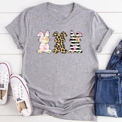 ForAllApparel Floral Easter Bunnies T Shirt Athletic Heather S