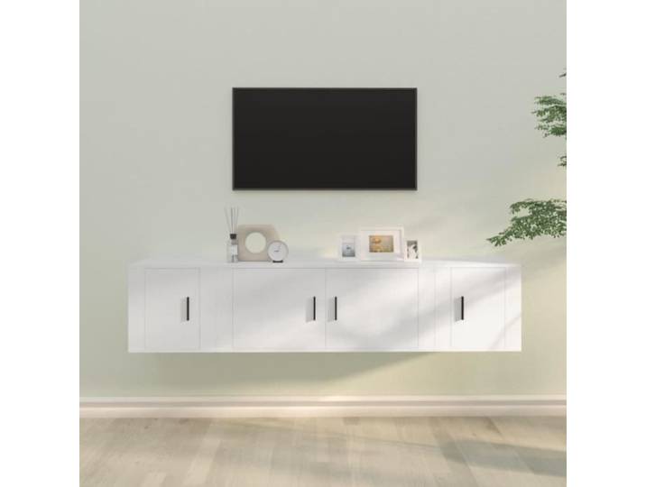 Ensemble de meuble TV suspendu 3 pcs Blanc Bois d'ingénierie A8414