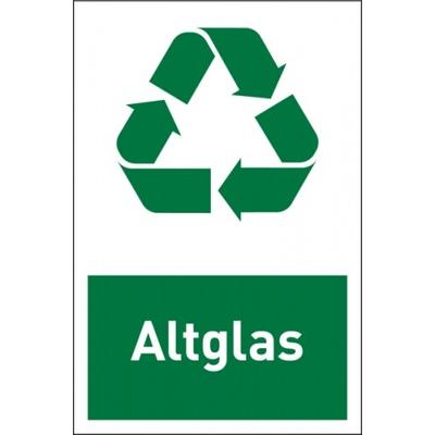 Design-Recyclingschild: Altglas, Folie selbstklebend, 150 x 100 mm - 100x150 mm Folie selbstklebend