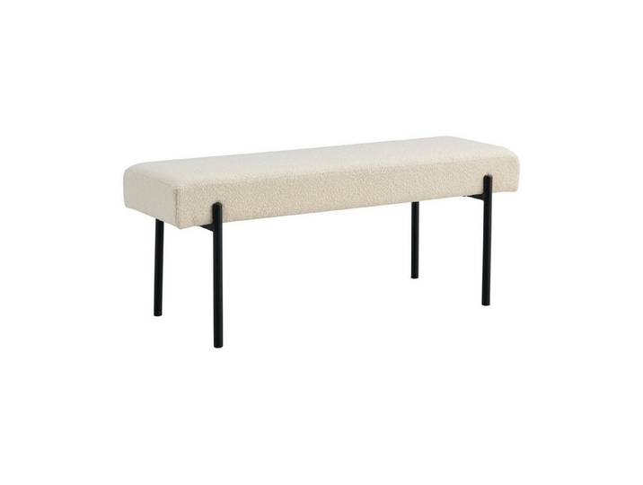 LebensWohnArt Sitzbank Design Sitzbank NORDIC 100cm weiss Bouclé