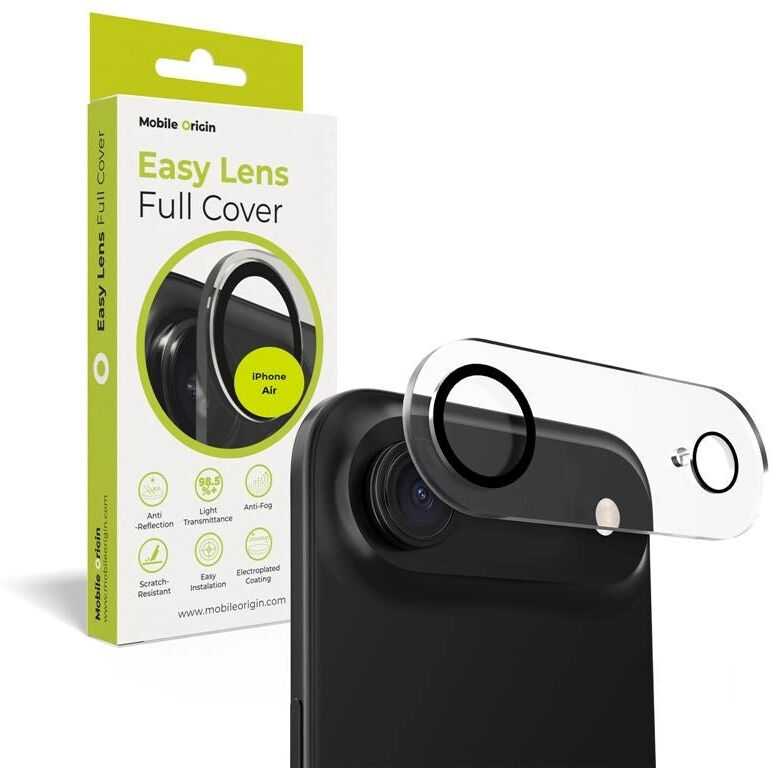 Mobile Origin iPhone Air - Kameralinseglas - Gennemsigtig / Sort Kant