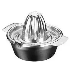 Metaltex Zitruspresse, aus Edelstahl, 2-teilig, silber abnehmbares Oberteil, einfache Reinigung, zwei seitli, Entsafter, Silber