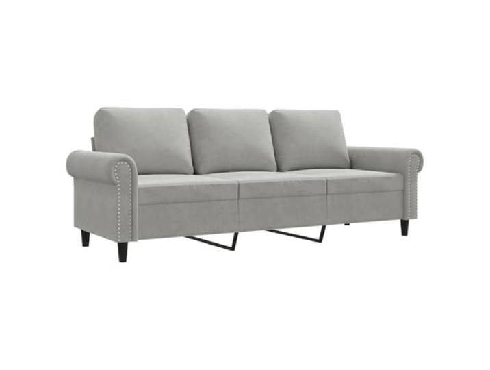Todiikf 3-Sitzer Sofa Samt Couch mit Metallgestell Hellgrau 212 cm Stilvolle Polstercouch mit weichem Samtbezug und stabilem Metallgestell für Wohnzimmer und Gästezimmer.