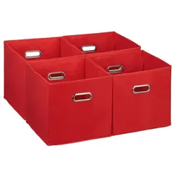 Relaxdays Aufbewahrungsbox im 4er Set Rot,Silber