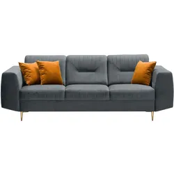 3-SITZER SOFA Venezia dunkelgrau mit goldenen Beinen