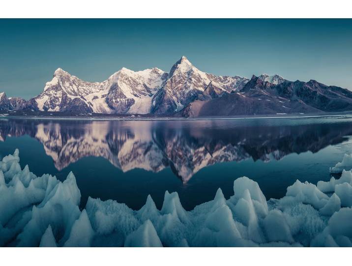 Fototapete PAPERMOON Photo-Art QIYE, SHISHAPANGMA PACKEIS , blau (bunt), B:3m L:2,23m, Vlies, Tapeten, Fototapete