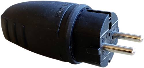N & L 11257 Schutzkontaktstecker Gummi 230V Schwarz IP44