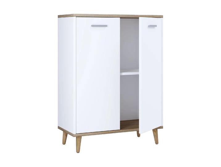 Kommode VCM, braun (braun, weiß), B:60cm H:81,4cm T:28cm, MDF, Metall, Sideboards, Kommode