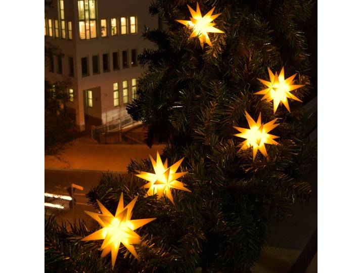 STERNTALER LED-Lichterkette mit 9 Sternen f. außen gelb Sterne, gelb / orange, Kunststoff
