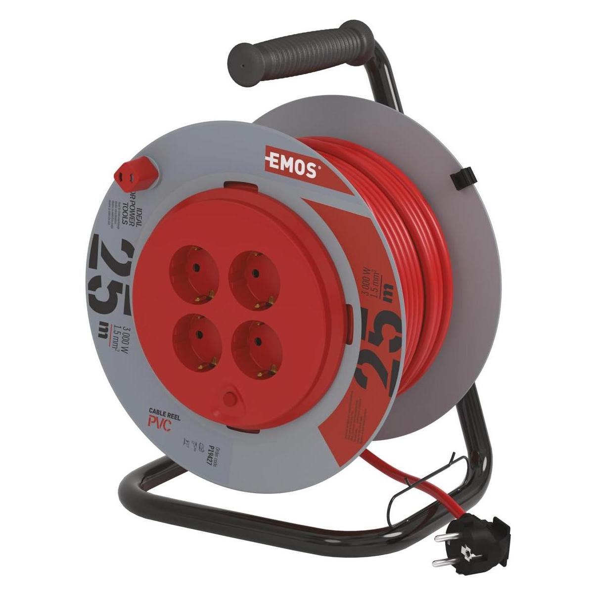 Emos Kabeltrommel mit fester Mitte 25 m | Schuko IP20 (25 m, 1.50 mm²) (34813538)