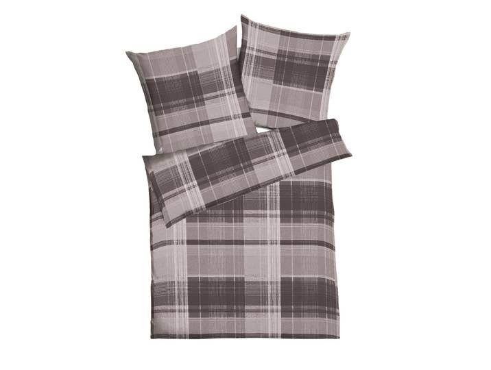 Bettwäsche KAEPPEL Tonight Paid , braun (mocca), B/L: 155cm x 220cm, 1 Stk., 1 Stk., Interlock-Jersey, B/L: 80cm x 80cm, 2 Stk., Interlock-Jersey, Obermaterial: 100% Baumwolle, Bettwäsche, Bettwäsche