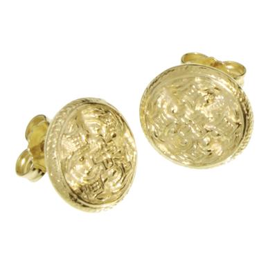 Paar Ohrstecker OSTSEE-SCHMUCK "Ostsee-Schmuck Ohrstecker Hiddensee 13 mm rund", gelb, Ohrringe, Damen, 13mm, Gelbgold 333
