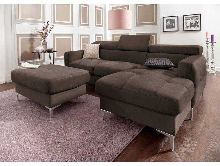 COTTA Polstergarnitur Sammy L-Form, (Set), Set bestehend aus: Ecksofa mit Kopfteilverstellung & Hocker