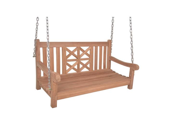Gardenson Hängebank, Braun, Holz, Teakholz, vollmassiv, 66x62x120 cm, Gartenmöbel, Gartenschaukeln