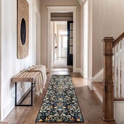 World Rug Gallery Black / Multi Symmetrical Floral Area Rug
