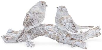 "White Washed Birds on Branch Figurine 9.5""L by Melrose in White/brown"