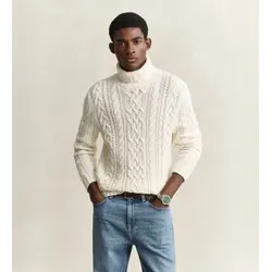 Gant für Herren. 8080008 Beigefarbener Rollkragenpullover (XXL), Lässig, Wolle, Klassisch