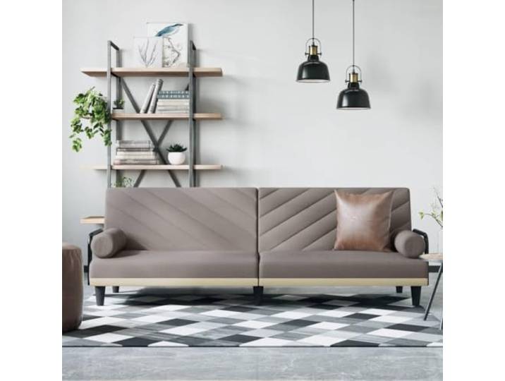 HEFZGDB Schlafsofa mit Armlehnen Taupe Stoff Sofabett Gästebett verstellbare Rückenlehne strapazierfähiges Material atmungsaktiv langlebig gepolsterte Sitzflächen robuster Rahmen