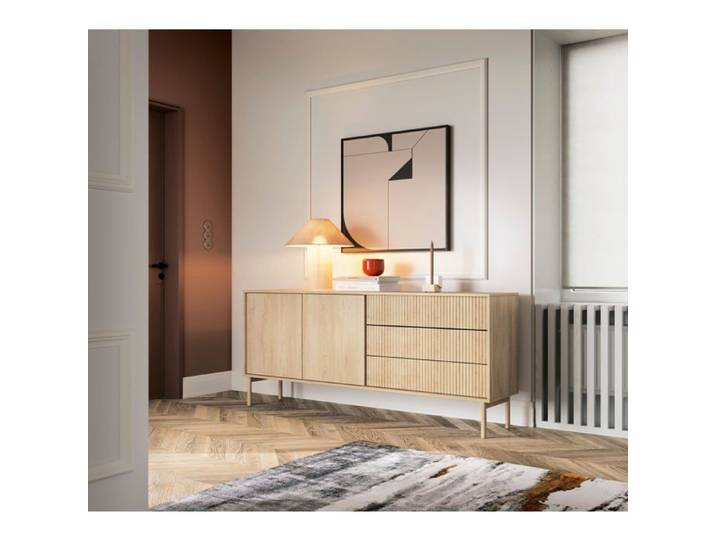 Buffet 2 portes - 3 tiroirs - TAVO - 187 cm - Cremona Eiche