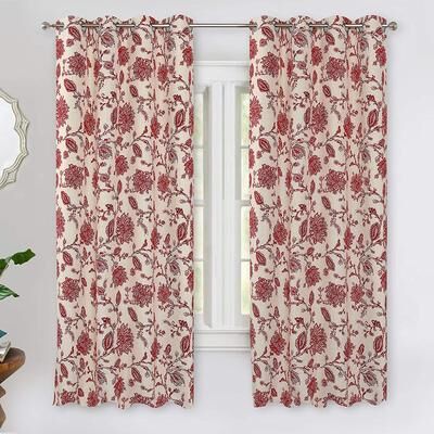 DriftAway Oleson Jacobean Floral Linen Blend Blackout Curtain Panel