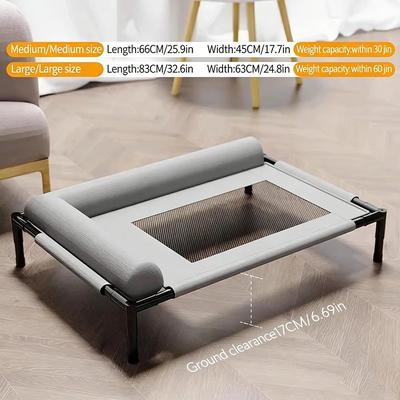 Inspire Select Elevated Mesh Pet Bed With Pillow Breathable Raised Dog & Cat Cooling Sofa Bed gray l