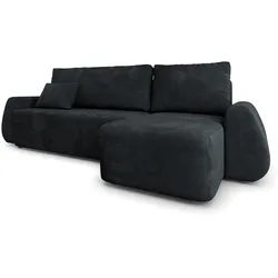 ECKSOFA GALVIS Schwarz Velours-Stoff mit Schlaffunktion