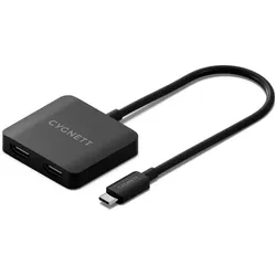 Cygnett USB-C-Hub, Unite 2-in-1, Doppel-HDMI (USB-C, 2 Ports), Dockingstation + USB Hub, Schwarz