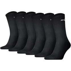 PUMA Unisex Sportsocken, 6 Paar - Tennissocken, Crew Sport Socken, einfarbig Schwarz / 43-46