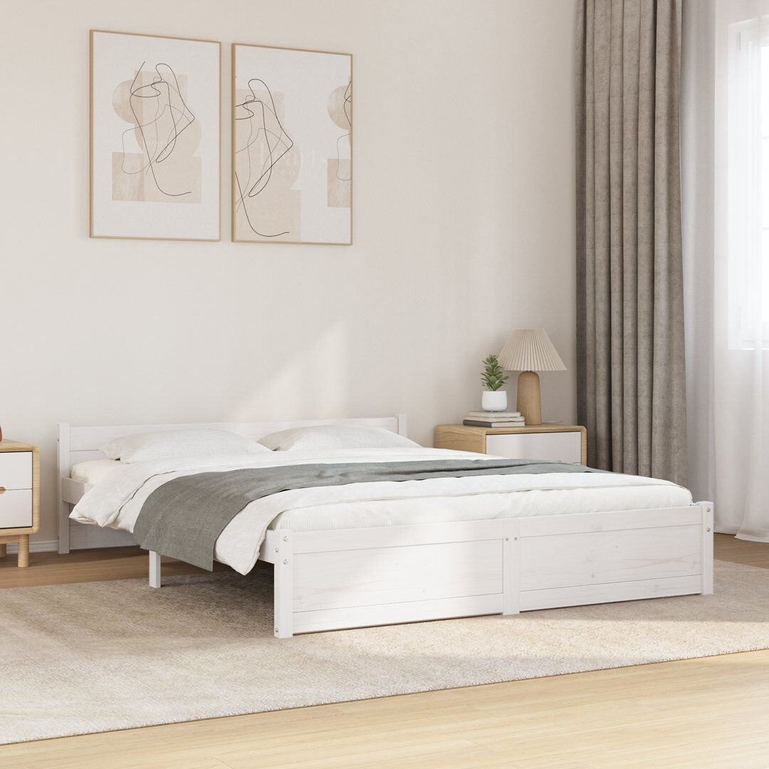 Marlow Home Co. Winside Solid Wood Bed White European Kingsize (160 x 200cm)