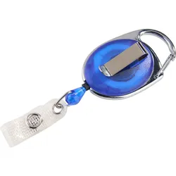 Ausweisjojo mit Clip blau, transparent, ABS-Kunststoff, Metall