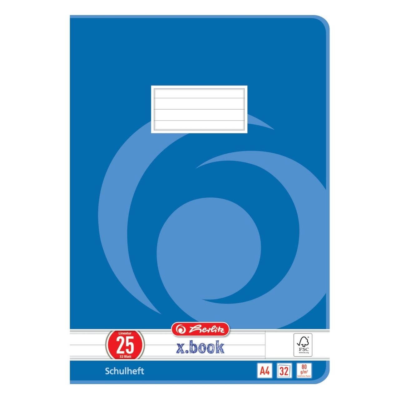 Herlitz Schulheft x.book, DIN A4, Lineatur 25 / liniert (A4) (340257)